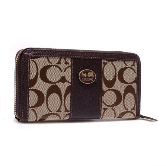 Coach Zippy In Signature Large Coffee Wallets BLV - Click Image to Close